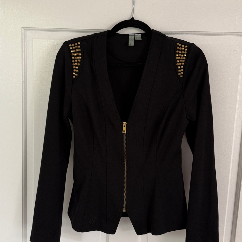 Black Jacket with Gold Studded Shoulders